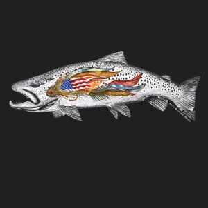 Patriotic Brown Trout 3" X 8"